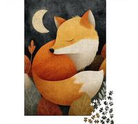 1000 Pieces Jigsaws Adults Puzzles Gifts Sleepy Fox Moon Night Jigsaw Puzzle Brain Teaser Game Precision Cutting Educational Challenge 52x38cm/1000pcs
