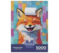 1000 Pieces Jigsaws Adults Puzzles Gifts Smiling Fox with Toilet Paper Jigsaws for Adults Fun Games For Family Fun Great Gift for Gaming 70x50cm/1000pcs