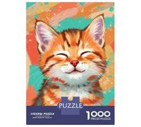 1000 Pieces Jigsaws Adults Puzzles Gifts Smiling Orange Tabby Puzzle for Adults Hands-on Game Analysis And Logic Challenging To Complete 38x26cm/1000pcs