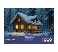 1000 Pieces Jigsaws Adults Puzzles Gifts Snowy Cabin in Winter Forest Jigsaw for Adults Brain Teaser Game Perfect Decoration Challenging To Complete 70x50cm/1000pcs