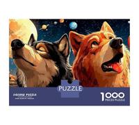 1000 Pieces Jigsaws Adults Puzzles Gifts Space Wolves Howling Jigsaw Puzzle Brain Teaser Game Precision Cutting Educational Challenge 70x50cm/1000pcs