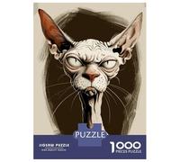 1000 Pieces Jigsaws Adults Puzzles Gifts Sphynx Cat Caricature Jigsaw Fun Games Precision Cutting Gifts for Friends And Family 38x26cm/1000pcs