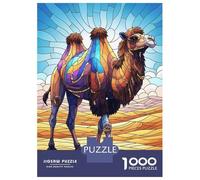 1000 Pieces Jigsaws Adults Puzzles Gifts Stained Glass Camel in Desert Landscape Jigsaw Puzzle Fun Games For Family Fun Gifts for Friends And Family 70x50cm/1000pcs