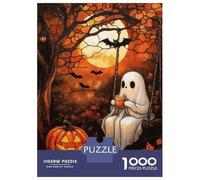 1000 Pieces Jigsaws Adults Puzzles Gifts Stained Glass Ghost And Coffee Under The Moon Jigsaw for Adults Brain Teaser Game Perfect Decoration Challenging To Complete 38x26cm/1000pcs