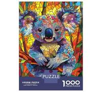 1000 Pieces Jigsaws Adults Puzzles Gifts Stained Glass Koala Art-3 Puzzle for Adults Hands-on Game Analysis And Logic Challenging To Complete 70x50cm/1000pcs