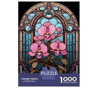 1000 Pieces Jigsaws Adults Puzzles Gifts Stained Glass Orchid Puzzles for Adults Fun Games Staycation Kill Time Birthday Present, Gifts, 70x50cm/1000pcs