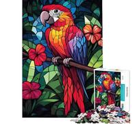 1000 Pieces Jigsaws Adults Puzzles Gifts Stained Glass Parrot Help The Brain Exercise But Fun And Humorous Educational Game for Age 14+ Game (50x75cm)