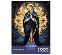 1000 Pieces Jigsaws Adults Puzzles Gifts Stained Glass Virgin Mary Jigsaw Fun Games Precision Cutting Gifts for Friends And Family 70x50cm/1000pcs