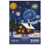 1000 Pieces Jigsaws Adults Puzzles Gifts Starry Night Cabin Jigsaw for Adults Brain Teaser Game Perfect Decoration Challenging To Complete 52x38cm/1000pcs