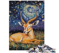 1000 Pieces Jigsaws Adults Puzzles Gifts Starry Night Gazelle Relax Games Difficult Hard Educational Toy Fun Activities at Home Size 38x52cm