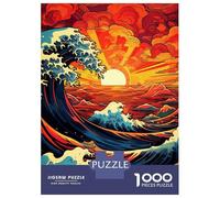 1000 Pieces Jigsaws Adults Puzzles Gifts Stylized Ocean Waves at Sunset Puzzles for Adults DIY Toys Home Decoration Gifts for Friends And Family 70x50cm/1000pcs