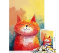 1000 Pieces Jigsaws Adults Puzzles Gifts Sunny Feline Grin Educational Toy Art Work Gift for Educational Game Challenging To Complete Size 38x52cm