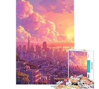 1000 Pieces Jigsaws Adults Puzzles Gifts Sunset in San Francisco Help The Brain Exercise But Fun And Humorous Educational Game for Age 14+ Game (38x52cm)