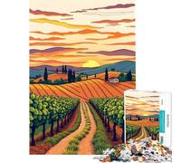 1000 Pieces Jigsaws Adults Puzzles Gifts Sunset Vineyard Landscape Difficult And Challenge Home Art Decor Educational Toy for And from 14 Years And over (38x26cm)