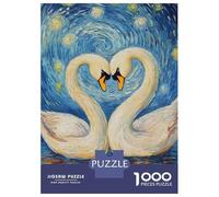 1000 Pieces Jigsaws Adults Puzzles Gifts Swan Love Under Starry Sky Puzzles for Adults Brain Teaser Game Analysis And Logic Birthday Present, Gifts, 38x26cm/1000pcs