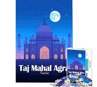 1000 Pieces Jigsaws Adults Puzzles Gifts Taj Mahal Agra India Night Family Games Challenging Game Toys Art Work Gifts Suitable for Couples (Size 75x50cm)