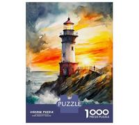 1000 Pieces Jigsaws Adults Puzzles Gifts The Lighthouse at Sunset Puzzle for Adults Hands-on Game Analysis And Logic Challenging To Complete 52x38cm/1000pcs