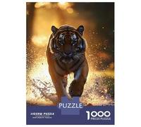 1000 Pieces Jigsaws Adults Puzzles Gifts Tiger Running Through Water at Sunset Jigsaw for Adults Brain Teaser Game Perfect Decoration Challenging To Complete 38x26cm/1000pcs
