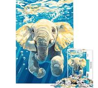 1000 Pieces Jigsaws Adults Puzzles Gifts Underwater Elephant Illustration Challenging To Complete Difficult Challenge Family Games for 14+ Puzzle Game Offered (38x52cm)
