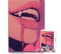 1000 Pieces Jigsaws Adults Puzzles Gifts Vampire Fangs And Drip Educational Family Game Difficult Challenge Gifts Ideas Size 38x26cm