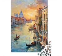 1000 Pieces Jigsaws Adults Puzzles Gifts Venice Grand Canal Sunset-1 Jigsaw Puzzle Brain Teaser Game Precision Cutting Educational Challenge 52x38cm/1000pcs