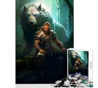 1000 Pieces Jigsaws Adults Puzzles Gifts Viking God Thor Odin Wolf Adult Jigsaw Puzzles Pattern Assembly for Birthday, for Friends And Family (50x75cm)