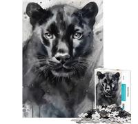 1000 Pieces Jigsaws Adults Puzzles Gifts Watercolor Painted Panther for Educational Game Challenge Toy Educational Game Wall Decoration Art Work Gifts (Size 38x52cm)