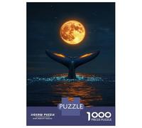 1000 Pieces Jigsaws Adults Puzzles Gifts Whale Tail Under Full Moon Jigsaw Puzzle Anti-Stress Toys Difficult Challenge Birthday Present, Gifts, 38x26cm/1000pcs