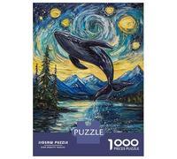 1000 Pieces Jigsaws Adults Puzzles Gifts Whale's Midnight Leap Jigsaw for Adults Brain Teaser Game Perfect Decoration Challenging To Complete 38x26cm/1000pcs