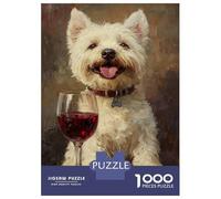 1000 Pieces Jigsaws Adults Puzzles Gifts Whisky Westie & Wine -1 Jigsaw for Adults Brain Teaser Game Perfect Decoration Challenging To Complete 38x26cm/1000pcs