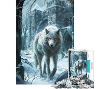 1000 Pieces Jigsaws Adults Puzzles Gifts White Dire Wolf Snow Watch Jigsaw Brain Teaser Game Wall Decoration Gifts for Friends And Family (Size 38x26cm)