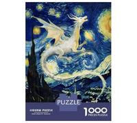 1000 Pieces Jigsaws Adults Puzzles Gifts White Dragon Starry Night Jigsaw Fun Games Precision Cutting Gifts for Friends And Family 70x50cm/1000pcs