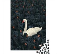 1000 Pieces Jigsaws Adults Puzzles Gifts White Swan Among Black Birds -2 Puzzle for Adults Relax Games Hand Speed Race Birthday Present, Gifts, 38x26cm/1000pcs