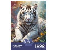 1000 Pieces Jigsaws Adults Puzzles Gifts White Tiger with Blue Eyes Puzzles for Adults Brain Teaser Game Analysis And Logic Birthday Present, Gifts, 70x50cm/1000pcs