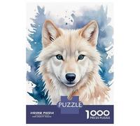1000 Pieces Jigsaws Adults Puzzles Gifts White Wolf Cute Watercolor Puzzle for Adults Hands-on Game Analysis And Logic Challenging To Complete 38x26cm/1000pcs