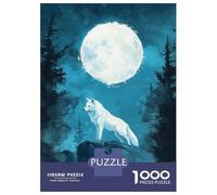 1000 Pieces Jigsaws Adults Puzzles Gifts White Wolf Under Full Moon Puzzle for Adults Relax Games For Family Fun Gifts for Friends And Family 70x50cm/1000pcs