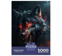 1000 Pieces Jigsaws Adults Puzzles Gifts Wild Evil Black Wolf Jigsaw Puzzle Brain Teaser Game Precision Cutting Educational Challenge 70x50cm/1000pcs