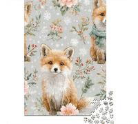 1000 Pieces Jigsaws Adults Puzzles Gifts Winter Foxes with Flowers Puzzle for Adults Relax Games Hand Speed Race Birthday Present, Gifts, 38x26cm/1000pcs