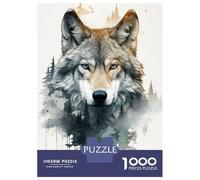 1000 Pieces Jigsaws Adults Puzzles Gifts Wolf Watercolor Puzzle for Adults Hands-on Game Analysis And Logic Challenging To Complete 38x26cm/1000pcs