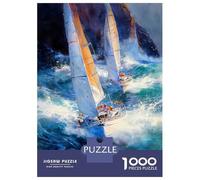 1000 Pieces Jigsaws Adults Puzzles Gifts Yacht Boat Racing 3 Jigsaw for Adults Brain Teaser Game Perfect Decoration Challenging To Complete 52x38cm/1000pcs