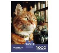1000 Pieces Jigsaws Adults Puzzles Ginger Cat Portrait with Camera Puzzles for Adults Family Game Stress Reliever Difficult And Challenge 38x26cm/1000pcs