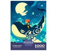 1000 Pieces Jigsaws Adults Puzzles Girl Riding Whale Puzzle for Adults Brain Teaser Game Pattern Assembly Difficult And Challenge 70x50cm/1000pcs