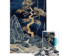 1000 Pieces Jigsaws Adults Puzzles Gold Blue Mountain Landscape Puzzle for Adults Hands-on Game Home Decoration for Is Ideal As A Gifts (Size 38x52cm)