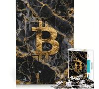 1000 Pieces Jigsaws Adults Puzzles Golden Bitcoin on Marble Symbol, Educational Games, Home Art Decor, Artists' Collection, Fine Arts (38x52cm)