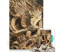 1000 Pieces Jigsaws Adults Puzzles Golden Eagle Sculpture on Marble Background, Educational Games, Home Art Decor, Artists' Collection, Fine Arts (50x75cm)