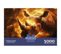 1000 Pieces Jigsaws Adults Puzzles Golden Rhino in Cosmic Dust Jigsaw for Adults Brain Teaser Game Analysis And Logic Unique Gifts for Birthday And Christmas 52x38cm/1000pcs