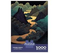 1000 Pieces Jigsaws Adults Puzzles Golden River Through Mountains Puzzle for Adults Brain Teaser Game Pattern Assembly Difficult And Challenge 38x26cm/1000pcs