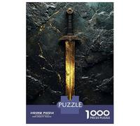 1000 Pieces Jigsaws Adults Puzzles Golden Sword on Dark Stone Jigsaw for Adults Toy Wall Decor Hand Speed Race Difficult And Challenge 38x26cm/1000pcs