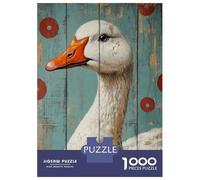 1000 Pieces Jigsaws Adults Puzzles Goose Portrait on Wood Panel Goose Wall Art Puzzle for Adults Relax Games Birthday Present Parent-child Interaction 52x38cm/1000pcs