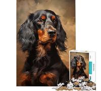 1000 Pieces Jigsaws Adults Puzzles Gordon Setter Learning Educational Toys Family Game Difficult Hard Secret Santa Gifts (Size 38x26cm)